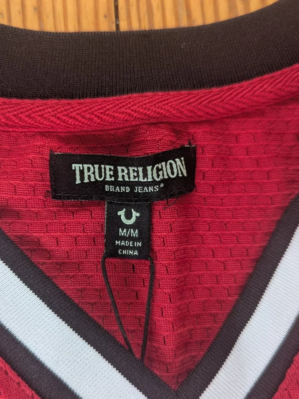 True Religion World Tour Arch Logo Mesh Tank Top Jersey Mens M Red Sorbet New